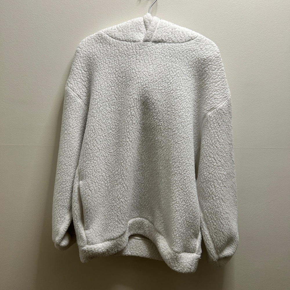 Babaton Oversized White Teddy Hoodie